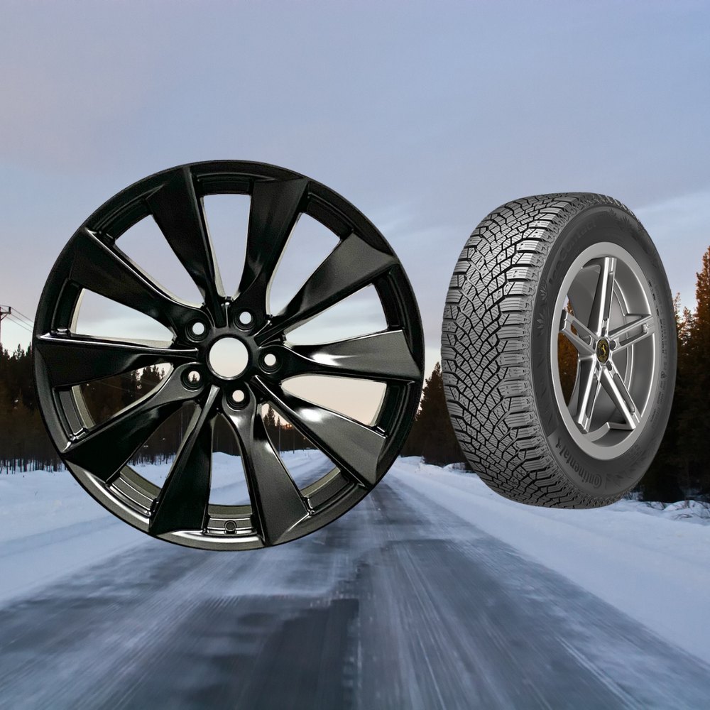 Tesla Model 3 18" Winter Package - TS1B Matte Black Rims + Continental IceContact XTRM — product image from the live Sparky X shop