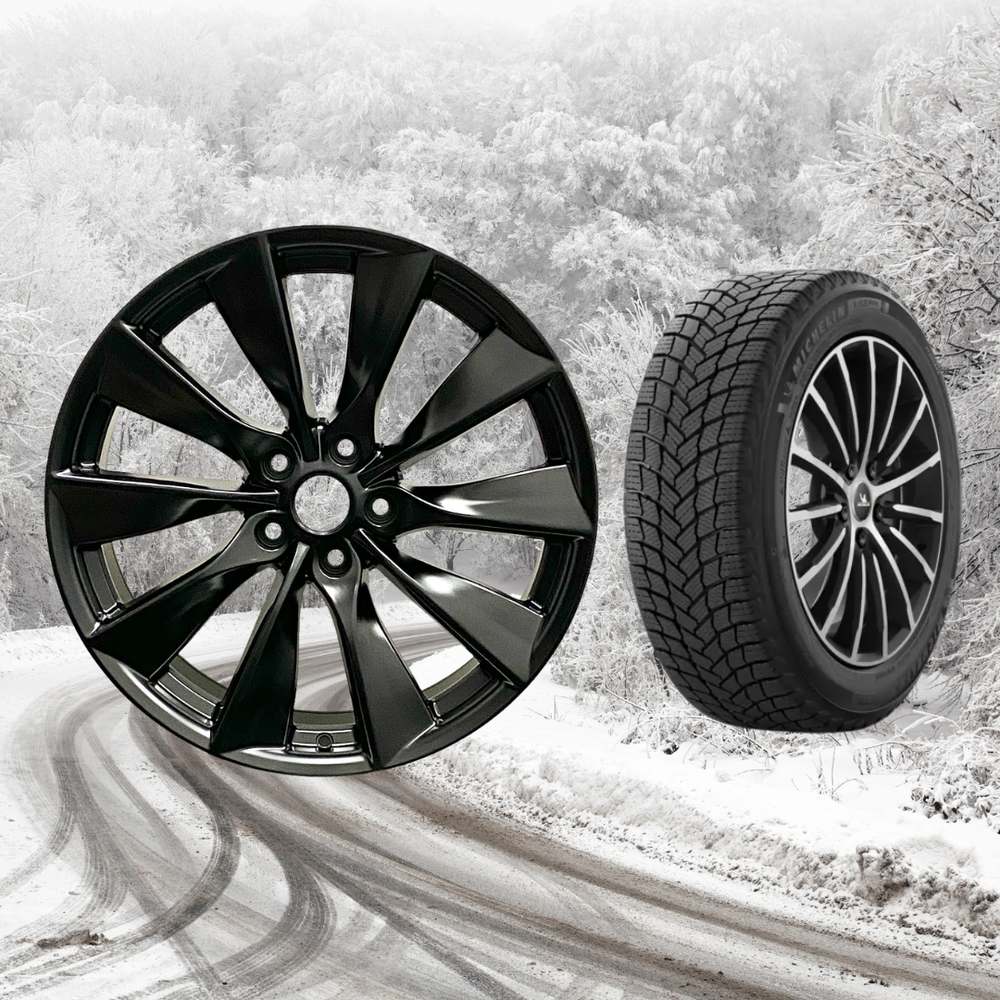 Tesla Model 3 18" Winter Package - TS1B Matte Black Rims + Michelin Pilot Alpin 5 Tires — product image from the live Sparky X shop