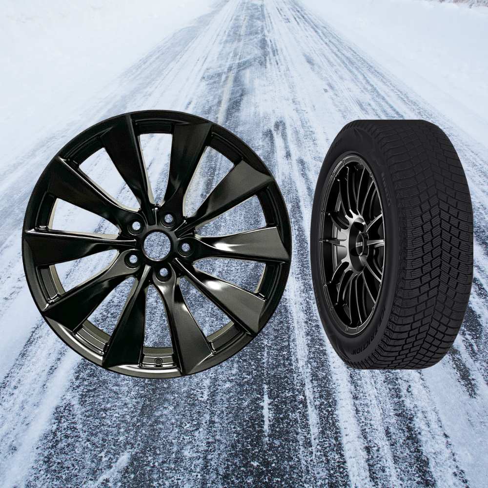 Tesla Model 3 18" Winter Package - TS1B Matte Black Rims + Pirelli Ice Friction Tires — product image from the live Sparky X shop