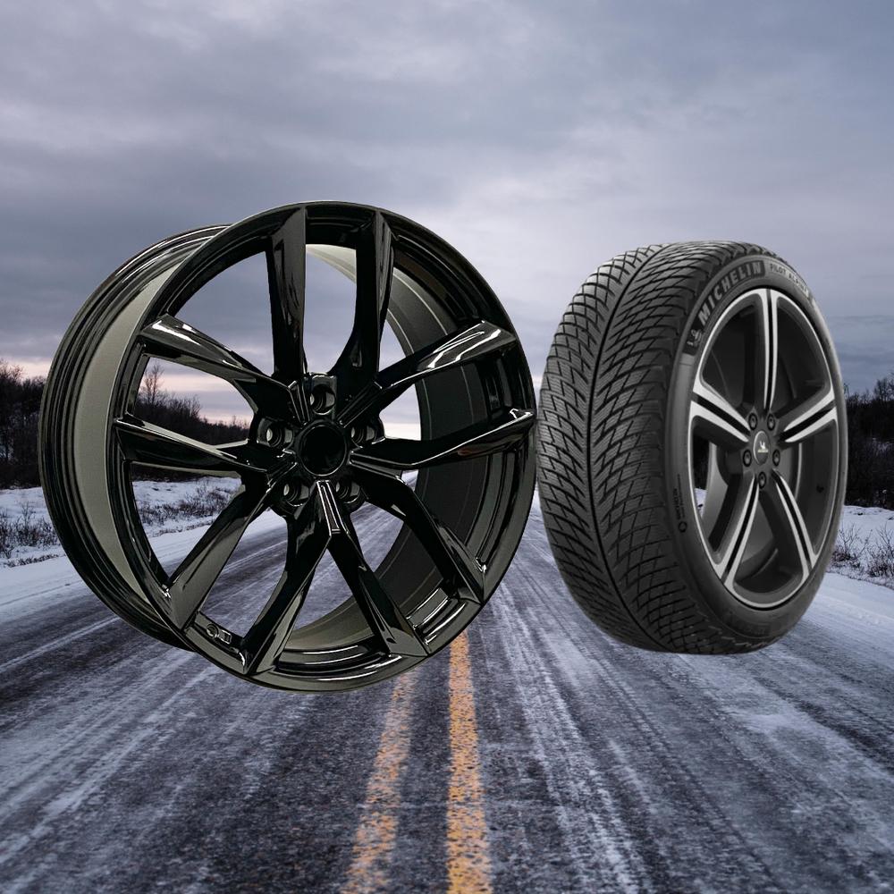 Tesla Model 3 18" Winter Package - TS3GB Gloss Black Rims + Michelin Pilot Alpin 5 Tires — product image from the live Sparky X shop