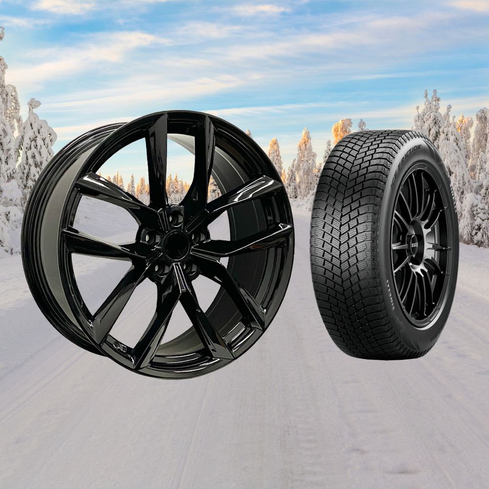 Tesla Model 3 18" Winter Package - TS3GB Gloss Black Rims + Pirelli Ice Friction Tires — product image from the live Sparky X shop