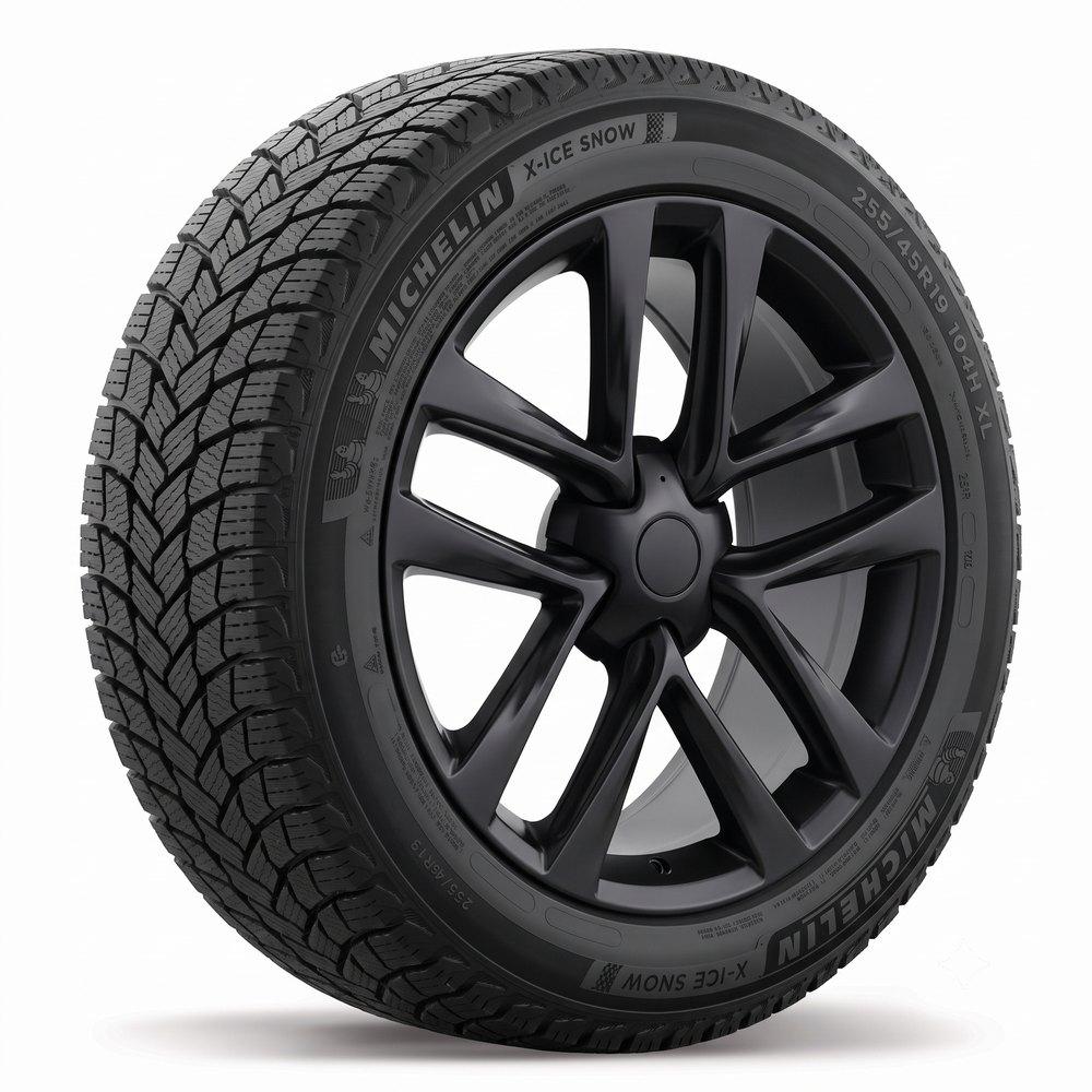 Tesla Model Y 19" Winter Package - Replika R264B Satin Black Rims + Bridgestone Blizzak 6 Tires — product image from the live Sparky X shop