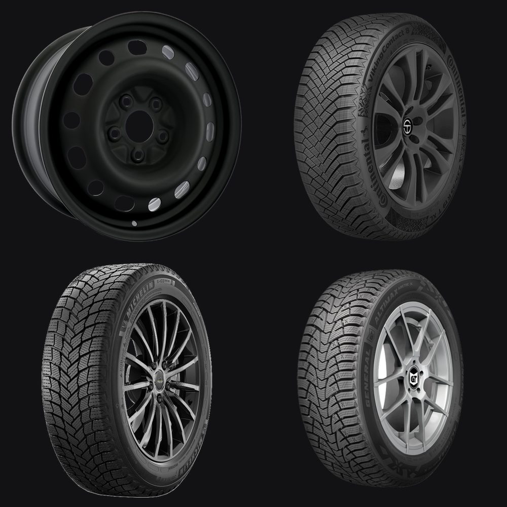 2026 Honda Civic LX Sedan FWD Winter Tire & Wheel Package — Firestone Winterforce 2 215/55R16 93S SL (Studdable) on 16x6.5" Black Steel Wheels — product image from the live Sparky X shop