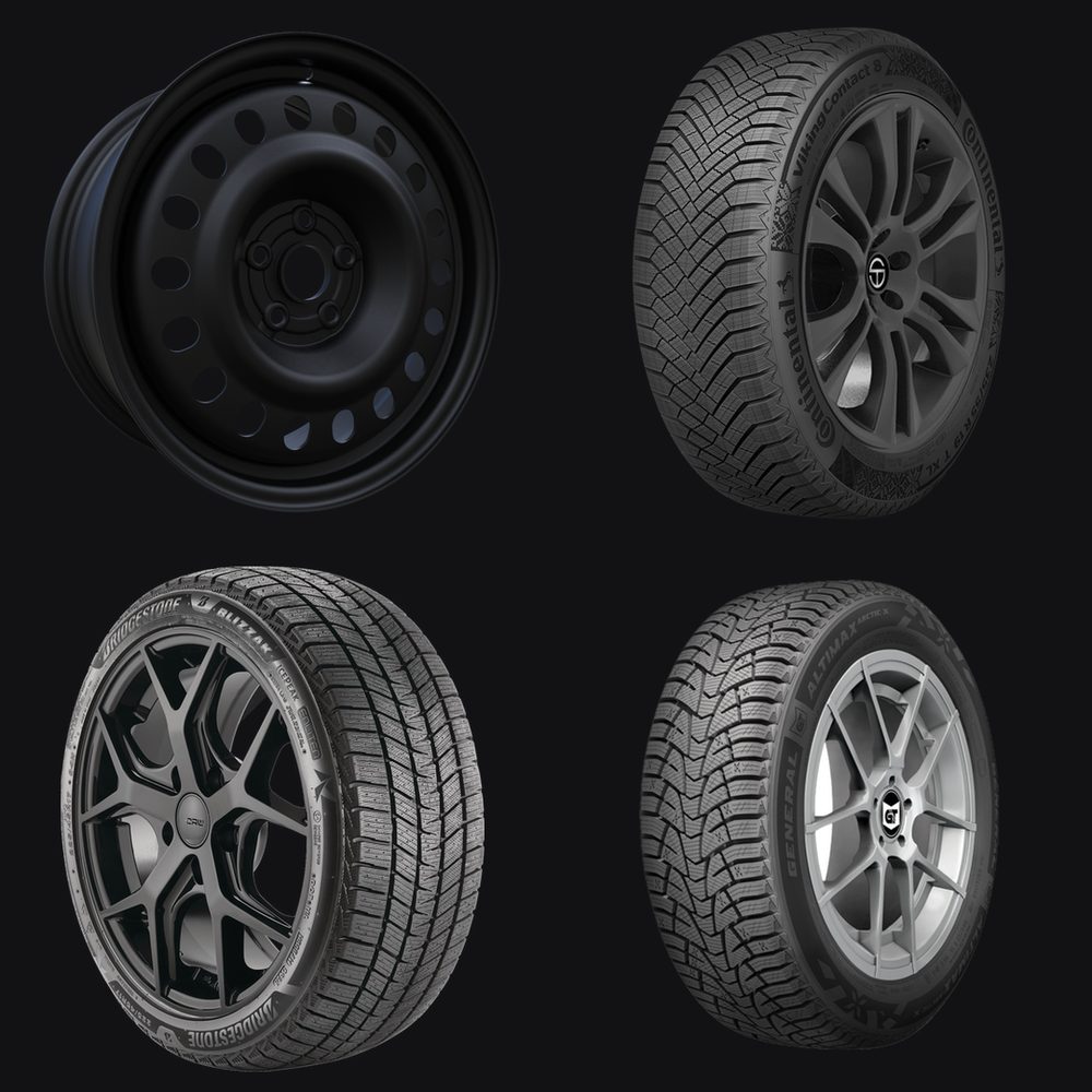 2026 Honda CR-V LX AWD Winter Tire & Wheel Package — Continental VikingContact 8 235/65R17 (Studless) on 17x7.5" Flat Black Steel Wheels — product image from the live Sparky X shop