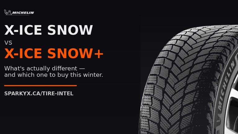 Michelin X-Ice Snow vs X-Ice Snow+ winter tires, angled three-quarter view