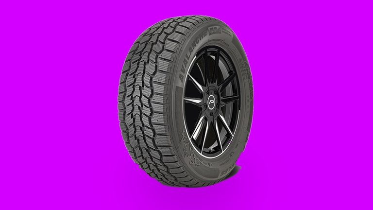 Hercules Avalanche RT winter tire on an electric magenta background